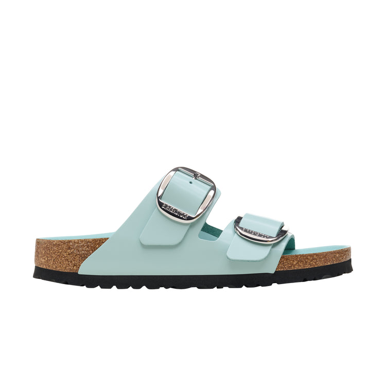 Birkenstock Arizona Big Buckle Natural Patent Leather High Shine Surf Green side view