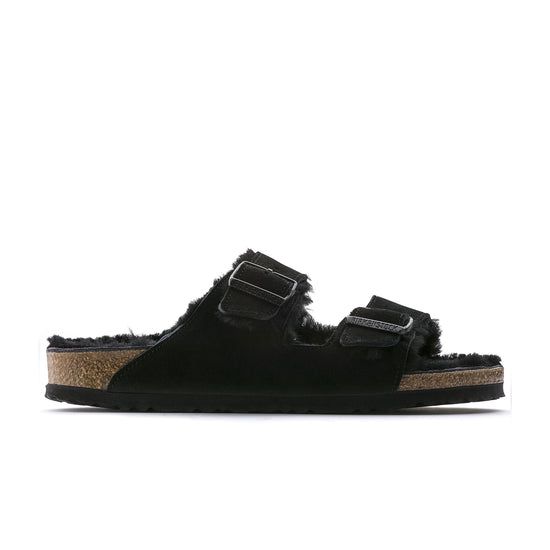 Birkenstock Arizona Shearling Black Suede Leather/Shearling side view