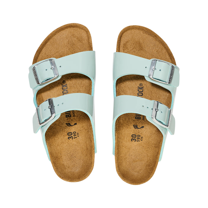 Birkenstock Arizona Kids Patent Surf Green Birko-Flor Patent top view