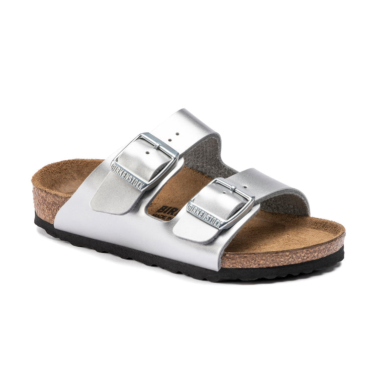 Birkenstock Arizona Kids Metallic Silver Birko-Flor 