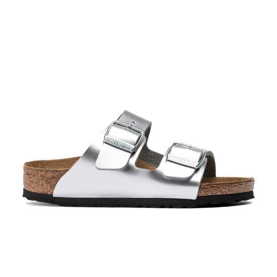 Birkenstock Arizona Kids Metallic Silver Birko-Flor side view