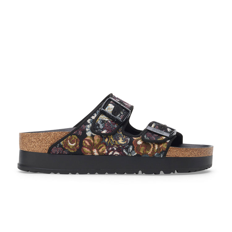 Birkenstock Arizona Platform Microfibre Brocade Black side view