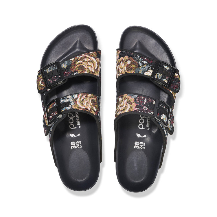 Birkenstock Arizona Platform Microfibre Brocade Black top view