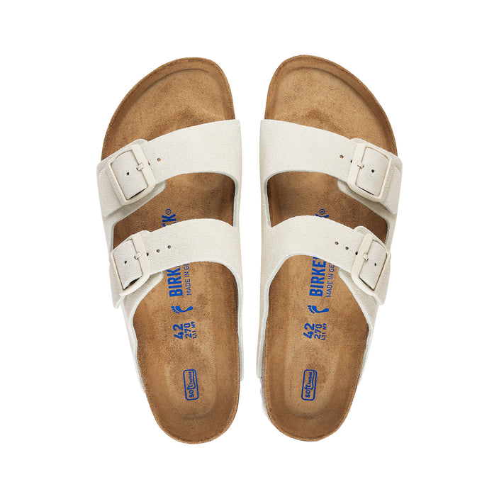 Birkenstock Arizona SFB Suede Leather Antique White top view