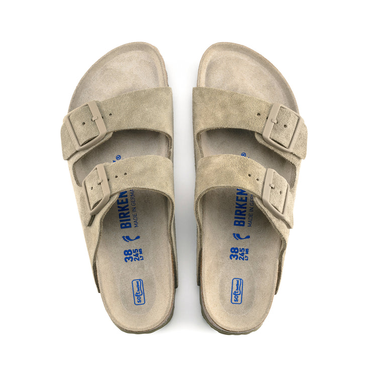 Birkenstock Arizona SFB Suede Leather Faded Khaki top view