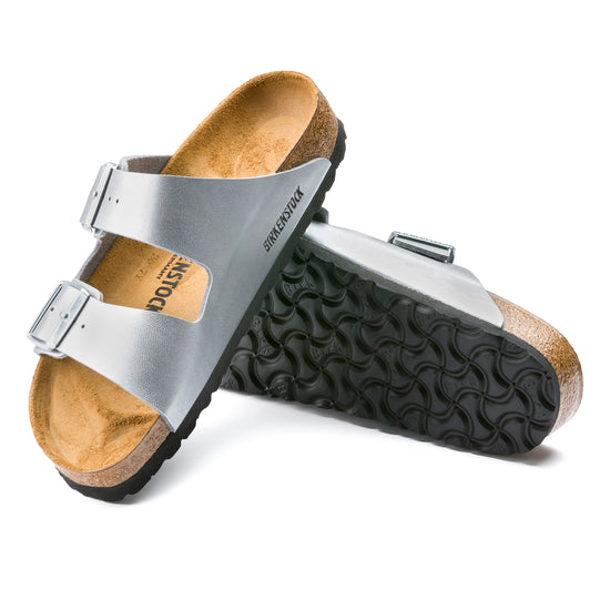 Birkenstock Arizona Silver Birko-Flor sole view