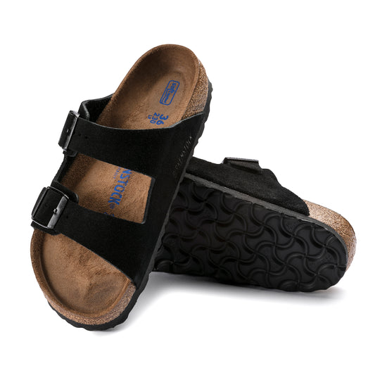 Birkenstock Arizona Soft Footbed Black Suede Leather sole view