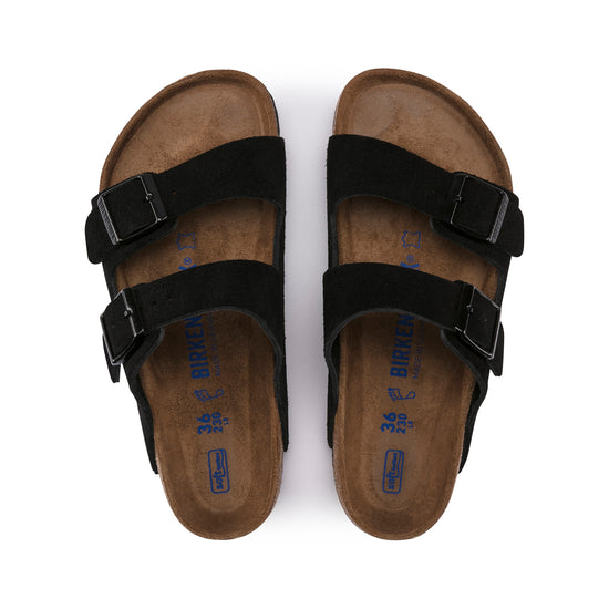 Birkenstock Arizona Soft Footbed Black Suede Leather top view