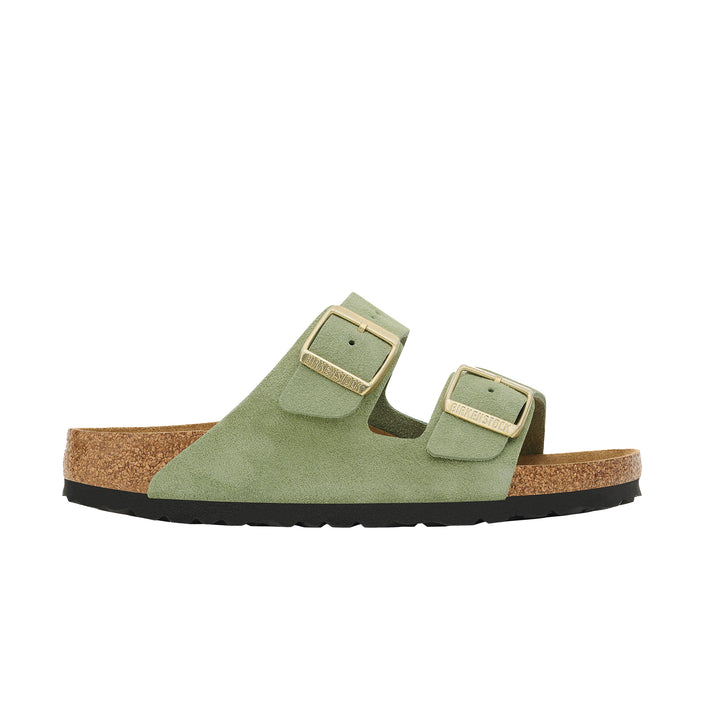 Birkenstock Arizona Soft Footbed Suede Leather Green Tea side view