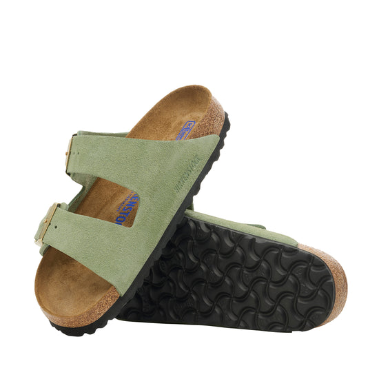 Birkenstock Arizona Soft Footbed Suede Leather Green Tea sole view
