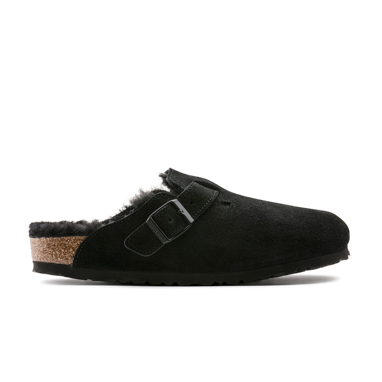 Boston Shearling Black Suede Leather/Shearling side view