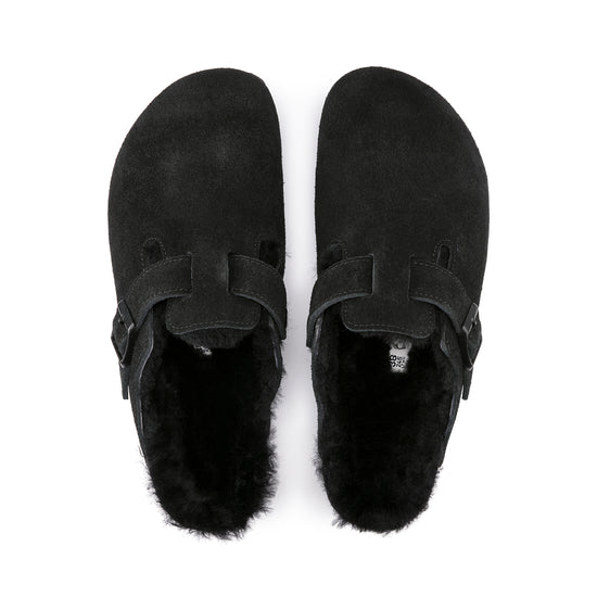 Boston Shearling Black Suede Leather/Shearling top view