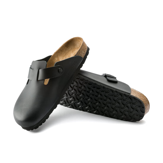 Birkenstock Boston Black Smooth Leather sole view