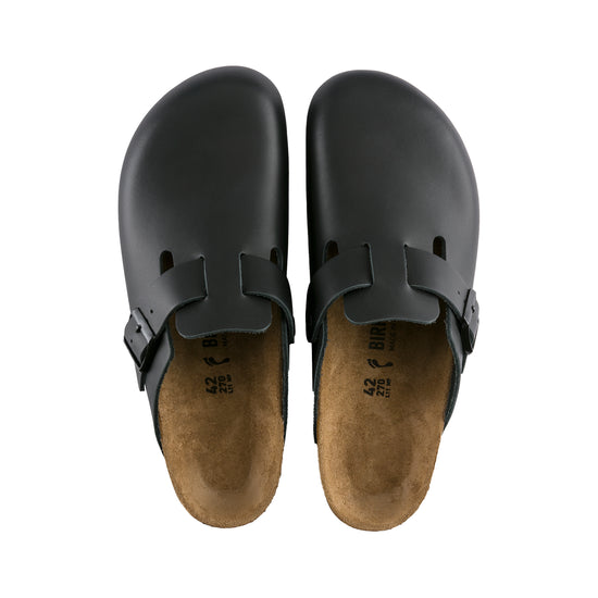 Birkenstock Boston Black Smooth Leather top view