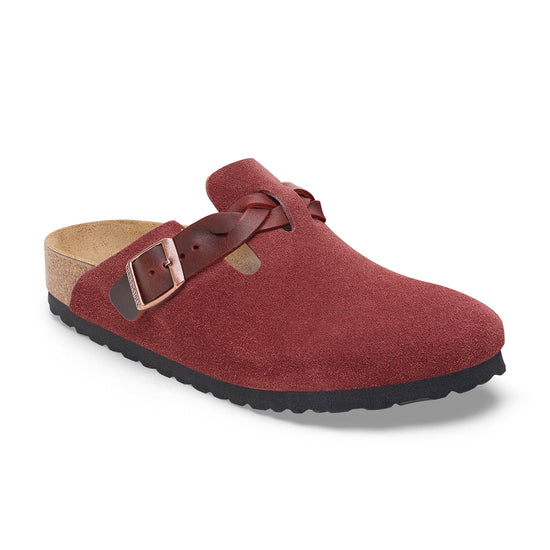 Birkenstock Boston Braided Zinfandel Suede Leather 