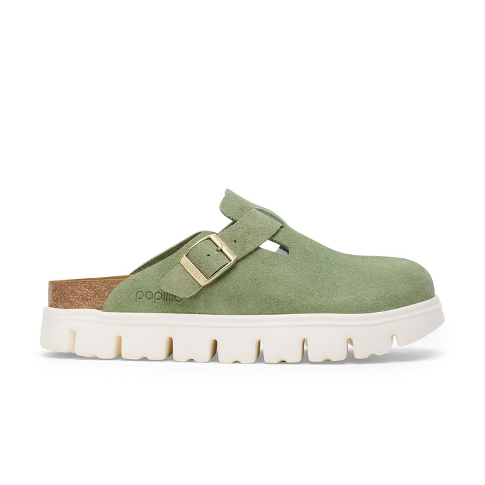 Birkenstock Boston Chunky Green Tea Suede Leather side view