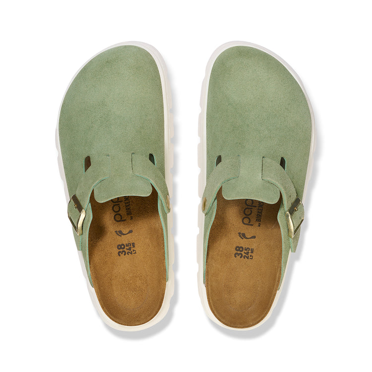 Birkenstock Boston Chunky Green Tea Suede Leather top view