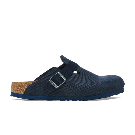 Birkenstock Boston Corduroy Midnight Embossed Suede Leather side view