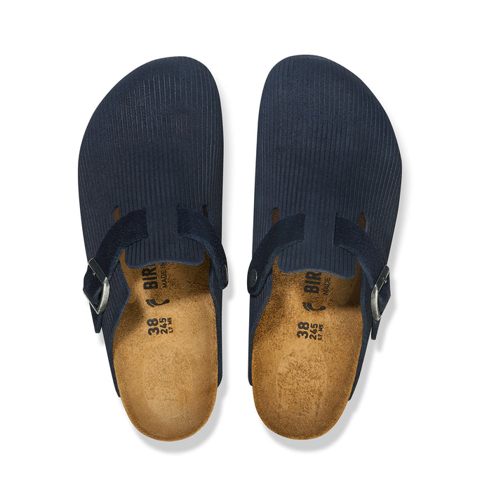 Birkenstock Boston Corduroy Midnight Embossed Suede Leather top view