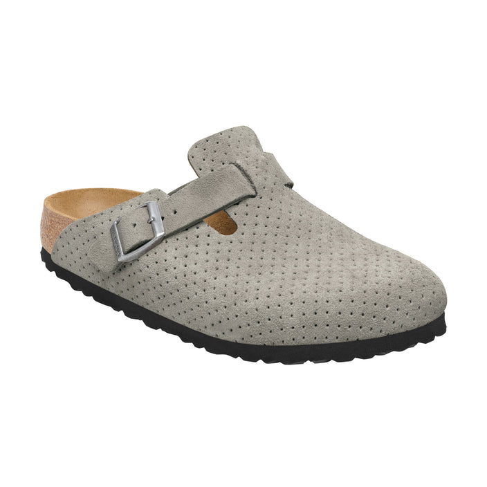 Birkenstock Boston Embossed Suede Leather Stone Coin