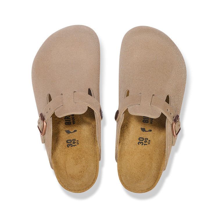 Birkenstock Boston Kids Taupe Suede Leather top view