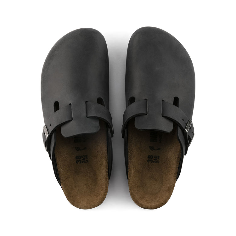 Birkenstock Boston Black Oiled Leather top view