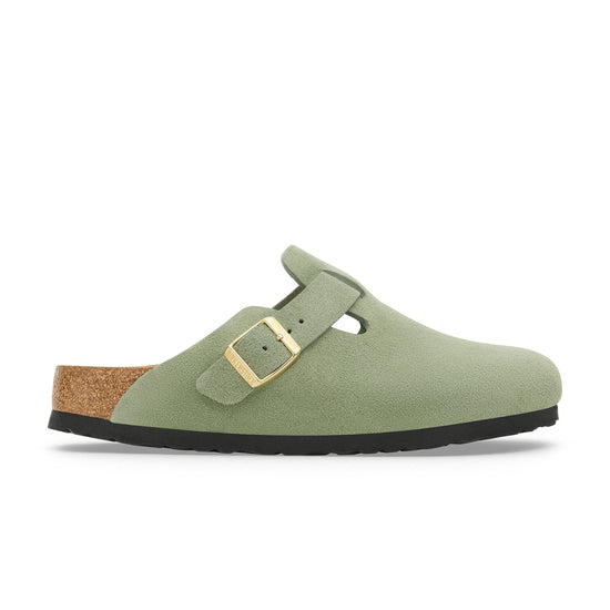 Birkenstock Boston SFB Green Tea Suede Leather side view