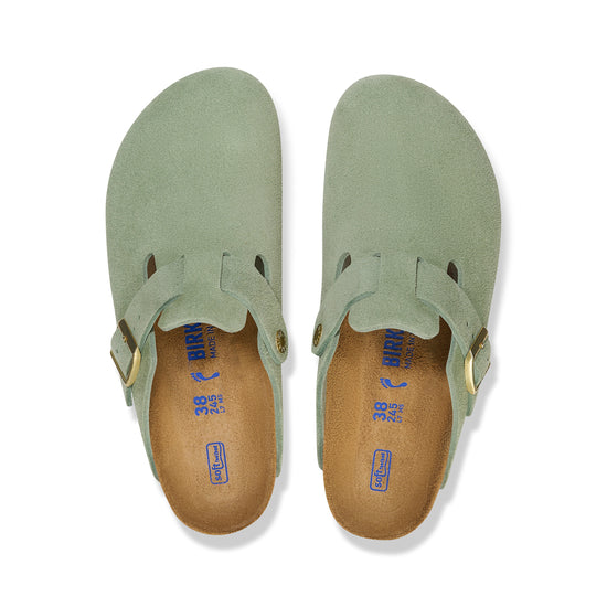 Birkenstock Boston SFB Green Tea Suede Leather top view