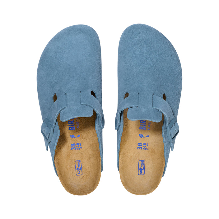 Birkenstock Boston SFB Suede Leather Elemental Blue top view