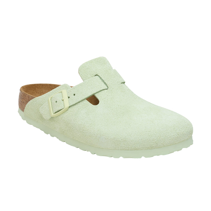 Birkenstock Boston SFB Suede Leather Faded Lime