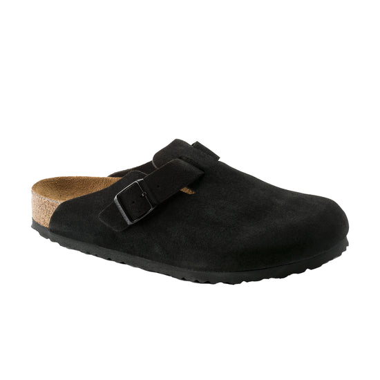 Birkenstock Boston Soft Footbed Black Suede Leather