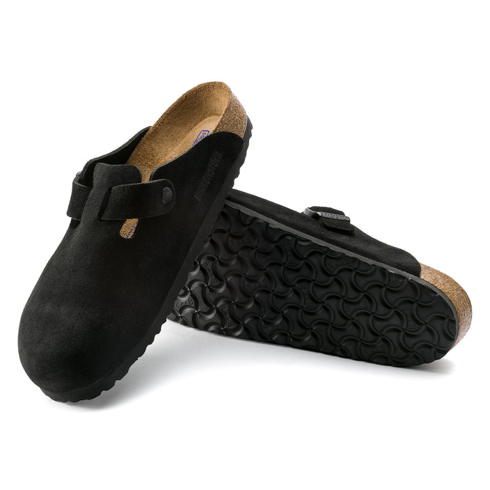 Birkenstock Boston SFB Black Suede Leather sole view