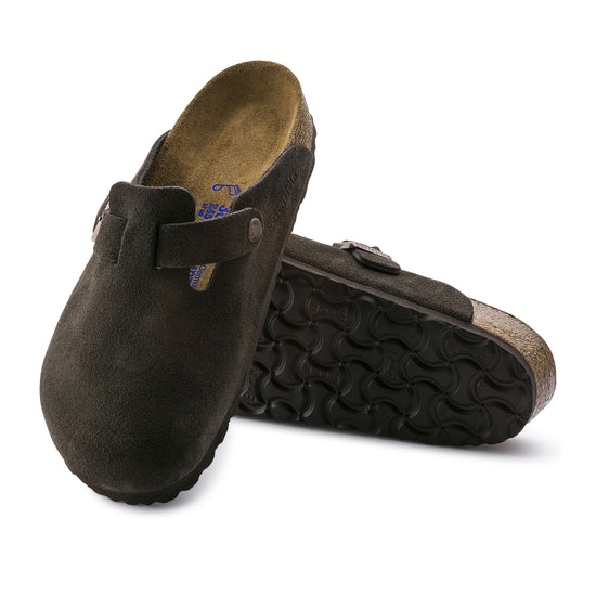 Birkenstock Boston Soft Footbed Mocca Suede Leather sole view