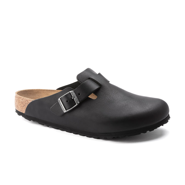 Birkenstock Boston Vintage Wood Black Natural Leather