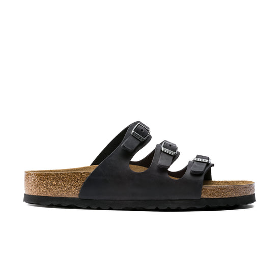 Birkenstock Florida SFB Black Oiled Leather side view