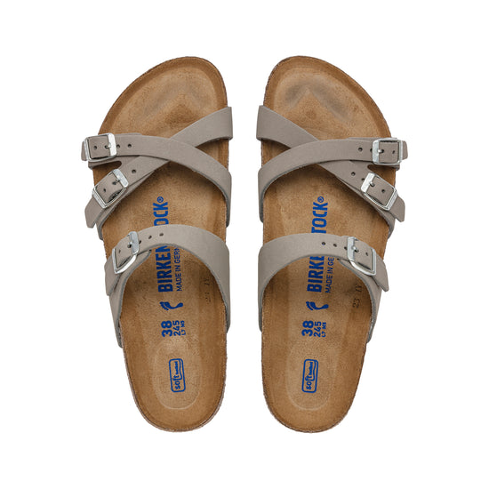 Birkenstock Franca Soft Footbed Nubuck Leather Dove Grey top view