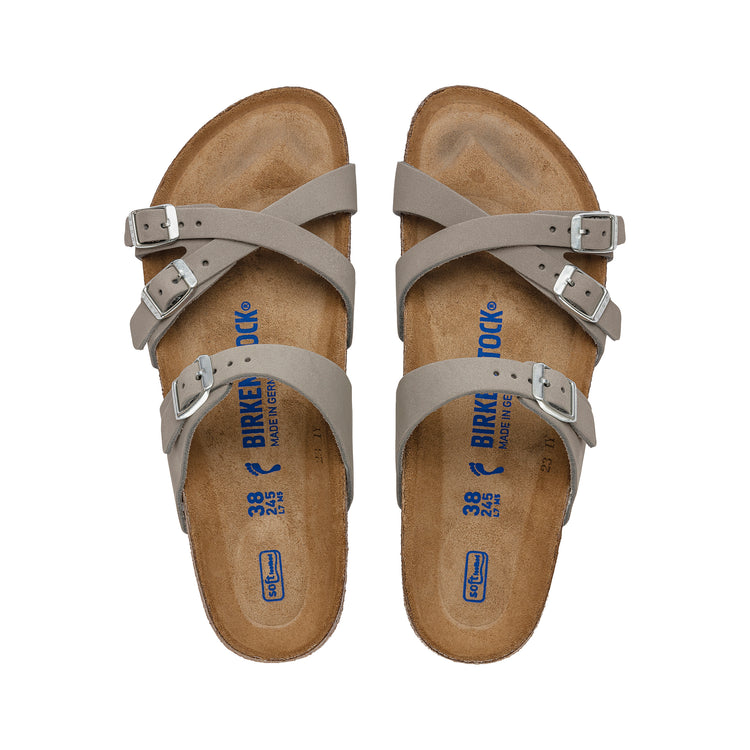 Birkenstock Franca Soft Footbed Nubuck Leather Dove Grey top view