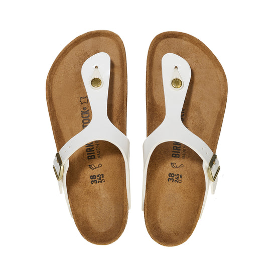 Birkenstock Gizeh Patent White Birko-Flor top view