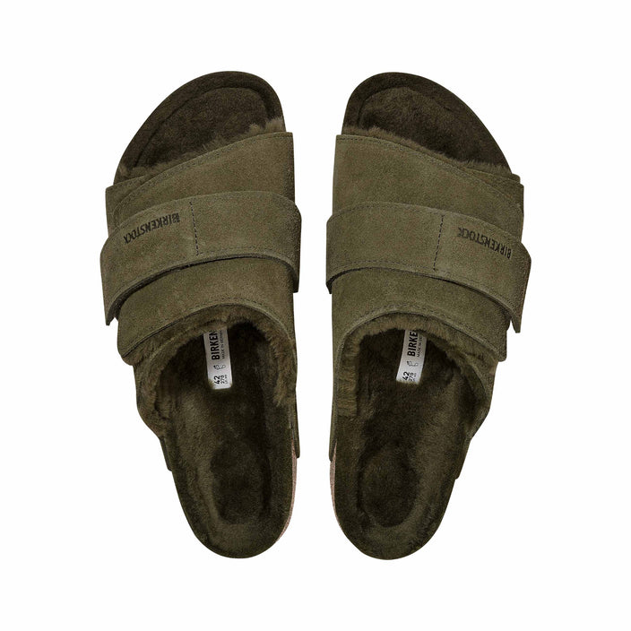 Birkenstock Kyoto Shearling Thyme Suede Leather/Shearling top view