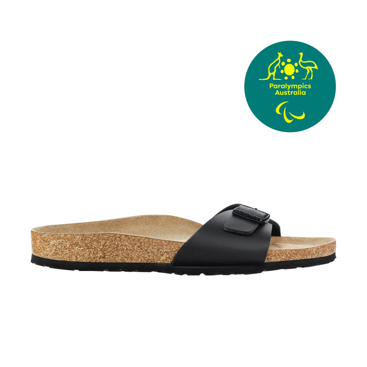 Birkenstock Madrid Black Birko-Flor side view