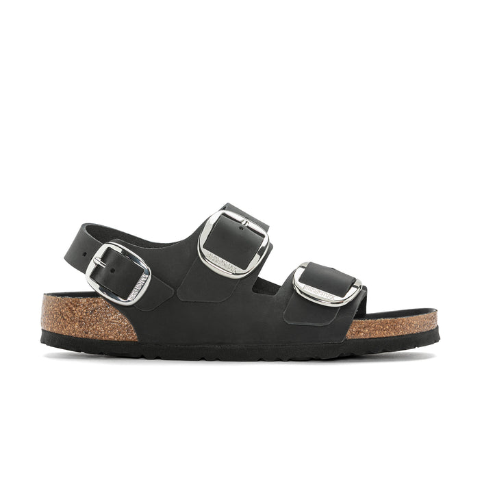 Birkenstock Milano Big Buckle Black Oiled Leather side view