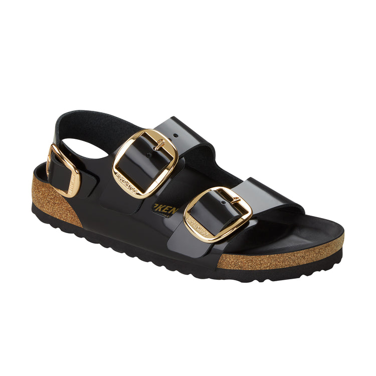 Birkenstock Milano Big Buckle High Shine Black Natural Leather Patent