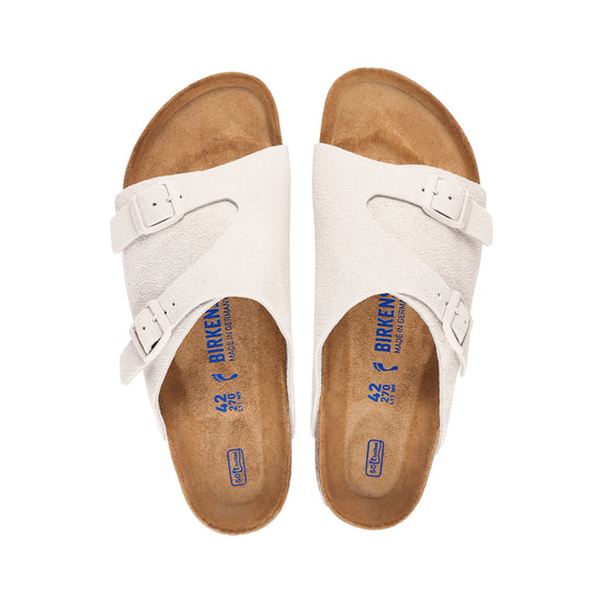 Birkenstock Zurich Antique White Suede Leather top view