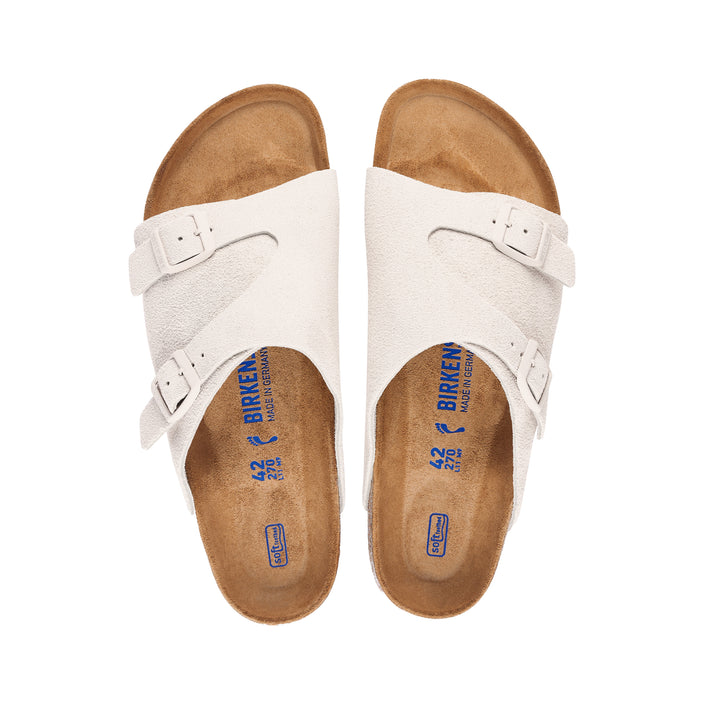 Birkenstock Zurich Antique White Suede Leather top view