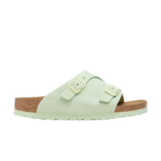 Birkenstock Zurich Faded Lime Suede Leather side view