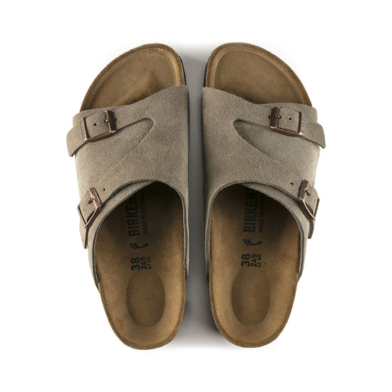 Birkenstock Zurich Taupe Suede Leather top view