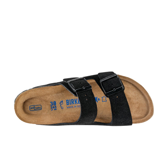 Birkenstock Arizona Soft Footbed Black Suede Leather top view