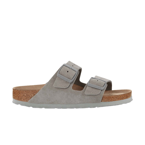 Birkenstock Arizona Suede Leather Soft Footbed Stone Coin side view