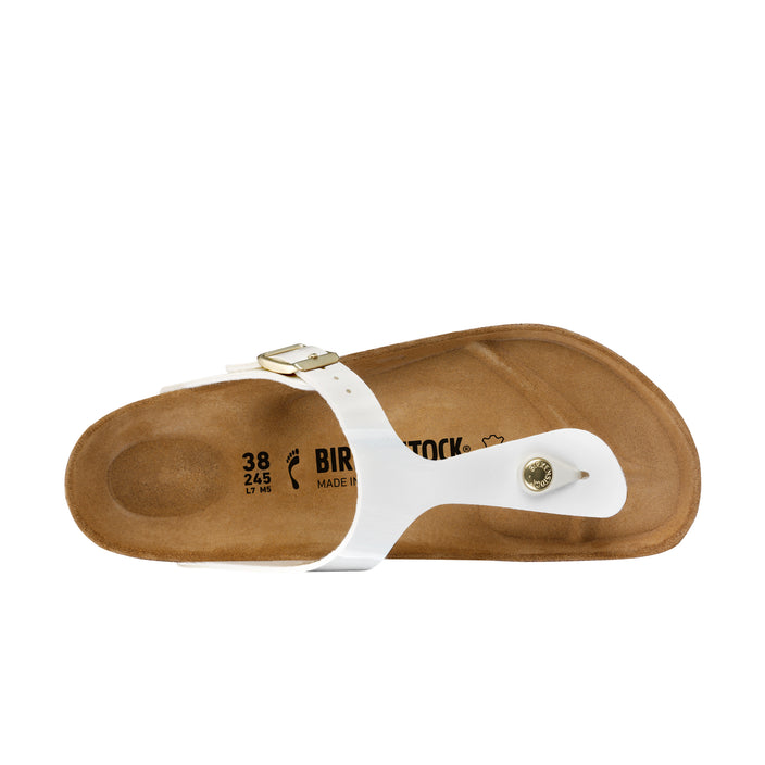 Birkenstock Gizeh Patent White Birko-Flor top view