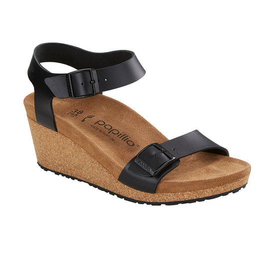 Birkenstock Soley Black Smooth Leather Square Buckle